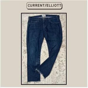 Current/Elliott The Roller Bonfire Raw Hem Relaxed Fit Ankle Jeans Sz 27